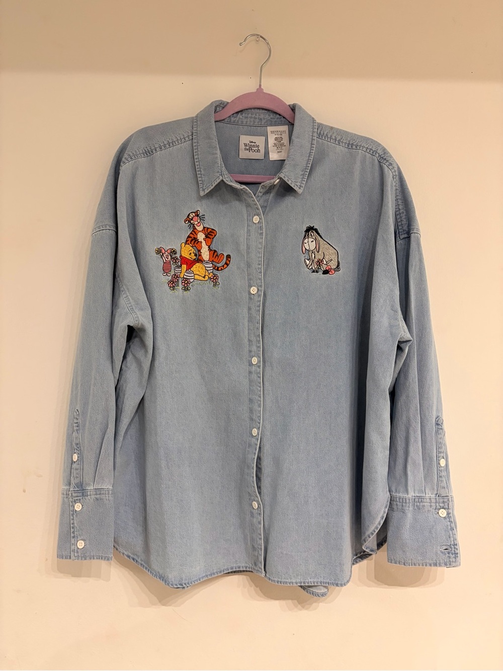Disney Light Blue Denim Button-Up wirh Winnie the Pooh and Friends